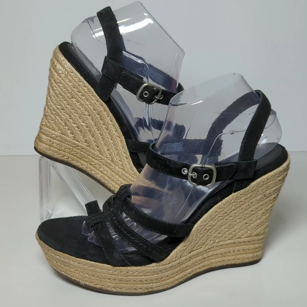 UGG Callia Platform jute/espadrille wedge sandal women's size 9